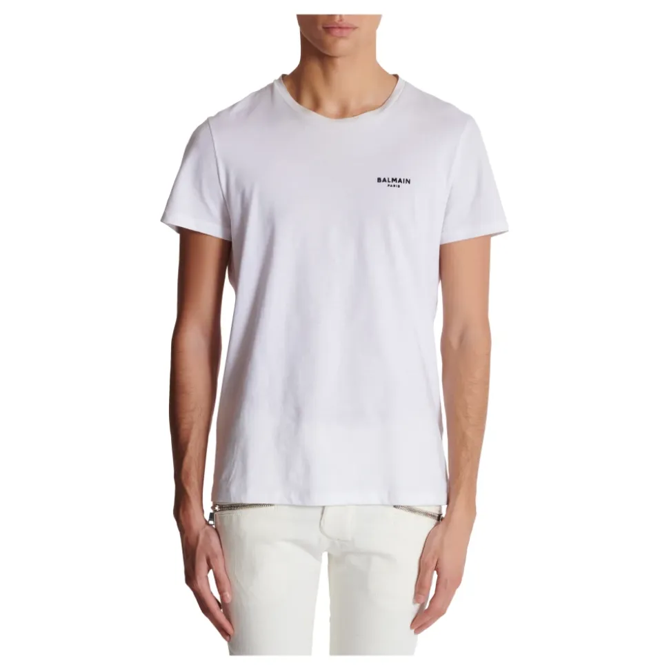 Paris flocked T-shirt z krótkim rękawem