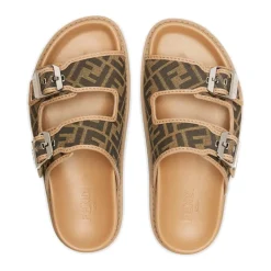 Płaskie sandały z wzorem FF Jacquard