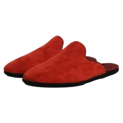 Pomarańczowe Zamszowe Klapki Buty