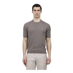 Prążkowany T-shirt z dzianiny z okrągłym dekoltem