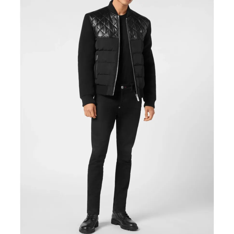 Puffer Leather Bomber Jacket