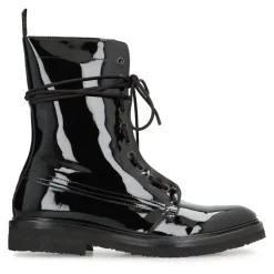 Skórzane Buty Bojowe, Wiązane, Okrągły Nosek
