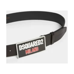 Skórzany pasek z klamrą z logo