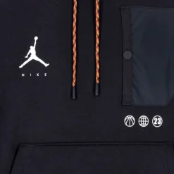 Statement Fleece Hoodie Czarny