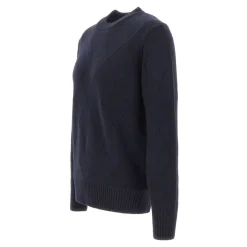 Sweter z dekoltem okrągłym o diamentowym splocie