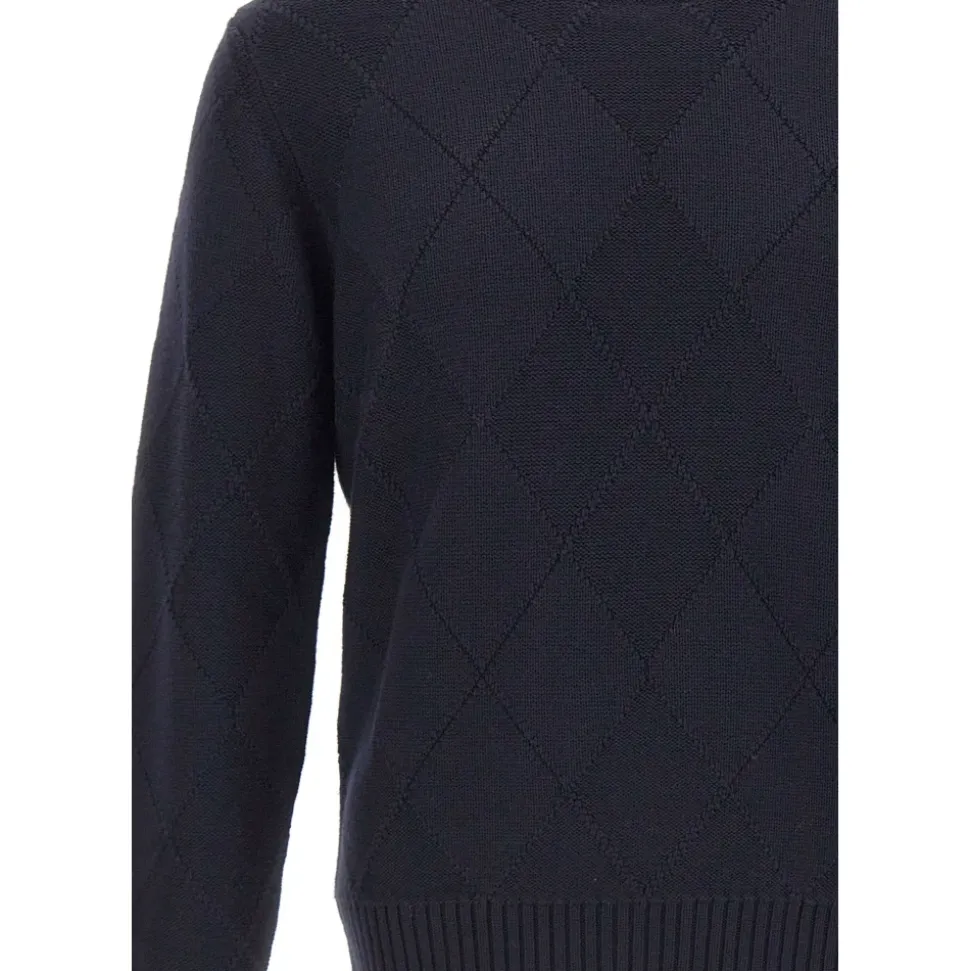 Sweter z dekoltem okrągłym o diamentowym splocie
