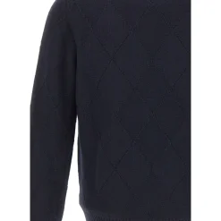Sweter z dekoltem okrągłym o diamentowym splocie