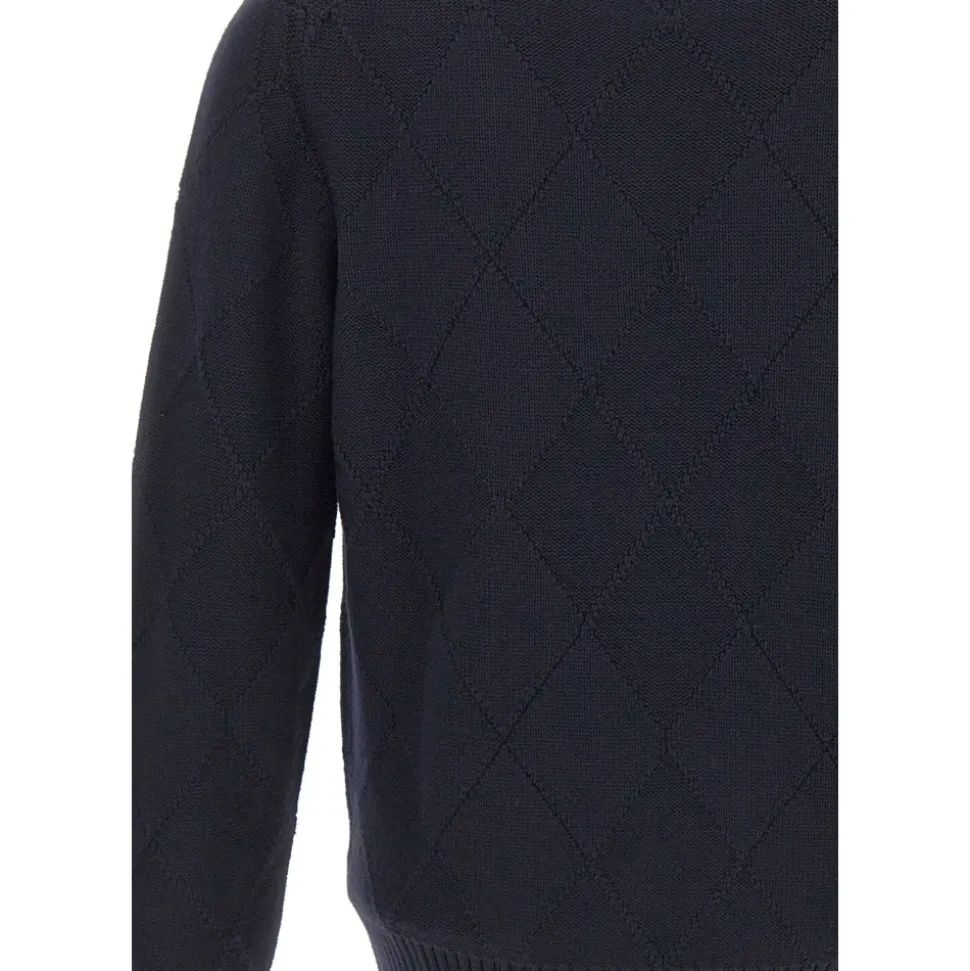 Sweter z dekoltem okrągłym o diamentowym splocie