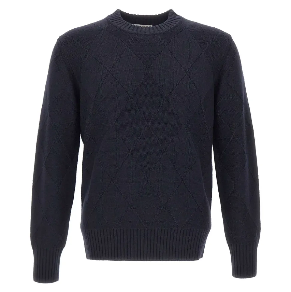 Sweter z dekoltem okrągłym o diamentowym splocie