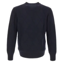 Sweter z dekoltem okrągłym o diamentowym splocie