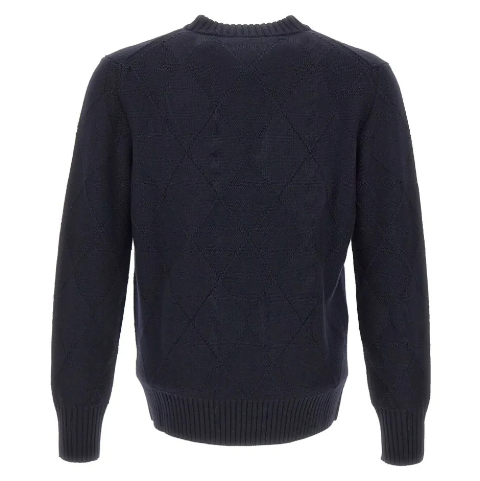 Sweter z dekoltem okrągłym o diamentowym splocie