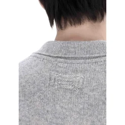 Szara Sweterowa Bluza Styl Polo