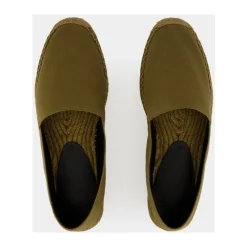 Zielone espadryle z bawełny z haftem Cassandre