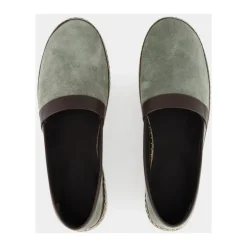 Zielone Espadryle z cielistej skóry cielęcej
