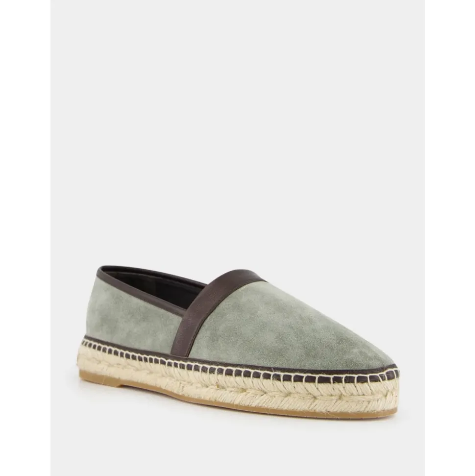 Zielone Espadryle z cielistej skóry cielęcej