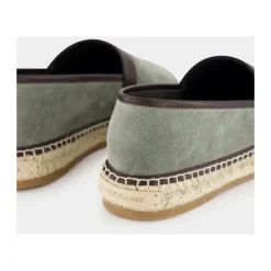 Zielone Espadryle z cielistej skóry cielęcej