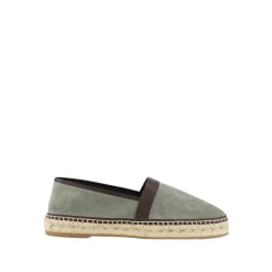 Zielone Espadryle z cielistej skóry cielęcej