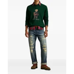 Zielony sweter z nadrukiem Polo Bear